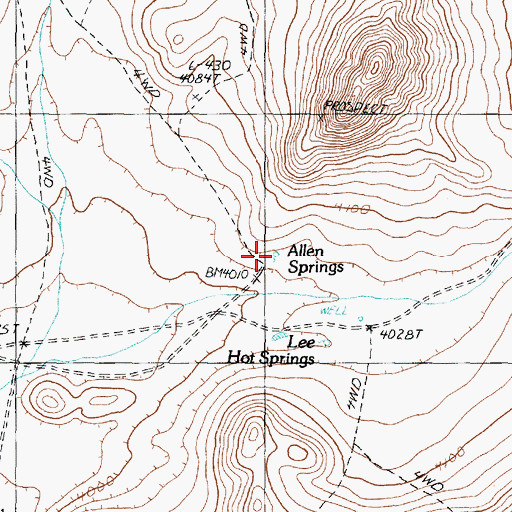 Topographic Map of Allen Springs, NV