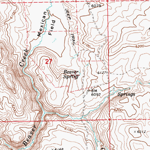 Topographic Map of Beaver Spring, NV