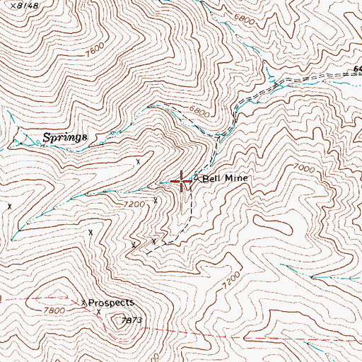 Topographic Map of Bell Mine, NV