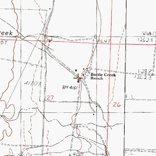 Topographic Map of Bottle Creek Ranch, NV
