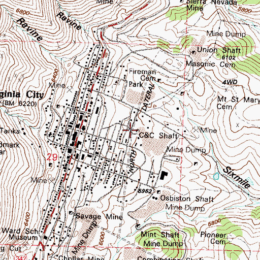 Topographic Map of C and C Shaft, NV
