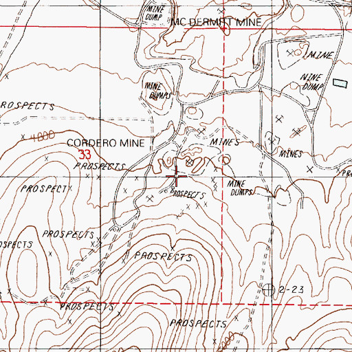 Topographic Map of Cordero Mine, NV
