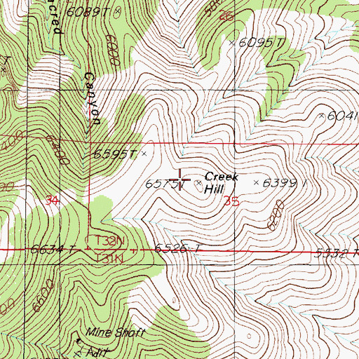 Topographic Map of Creek Hill, NV