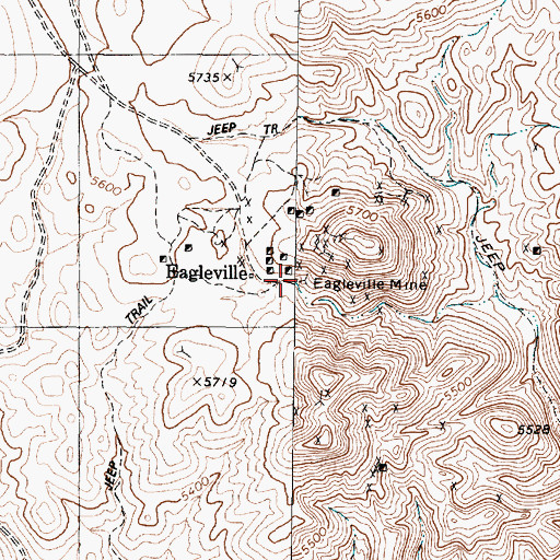 Topographic Map of Eagleville Mine, NV