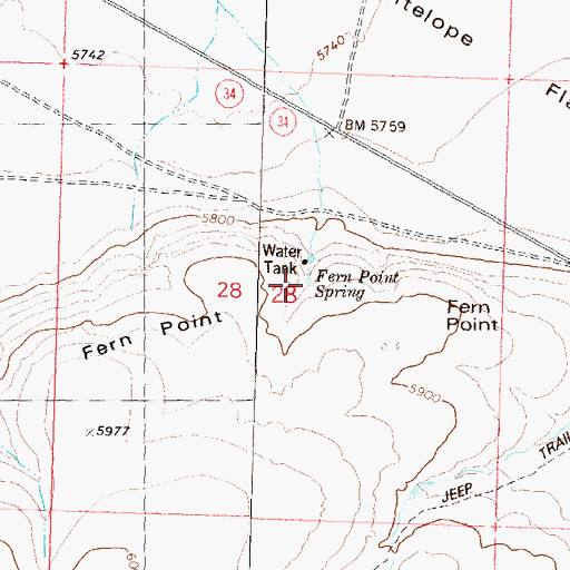 Topographic Map of Fern Point Spring, NV