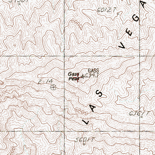 Topographic Map of Gass Peak, NV