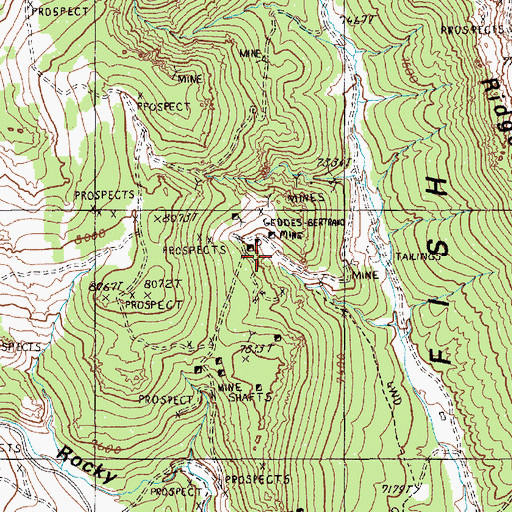 Topographic Map of Geddes-Bertrand Mine, NV