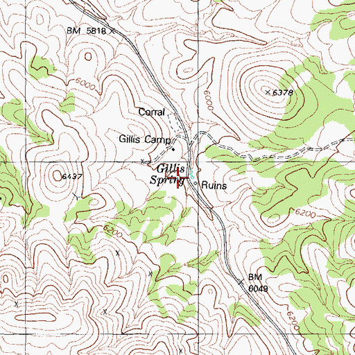 Topographic Map of Gillis Spring, NV