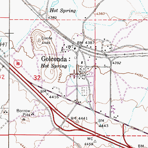 Topographic Map of Golconda, NV