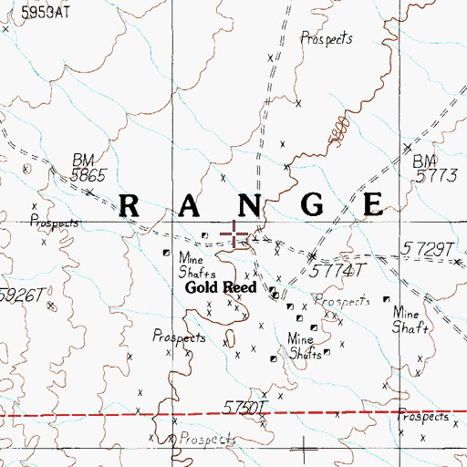 Topographic Map of Gold Reed, NV