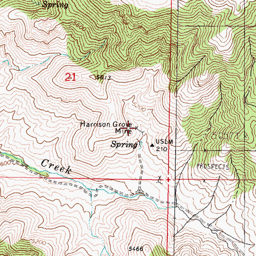 Topographic Map of Harrison Grove Mine, NV