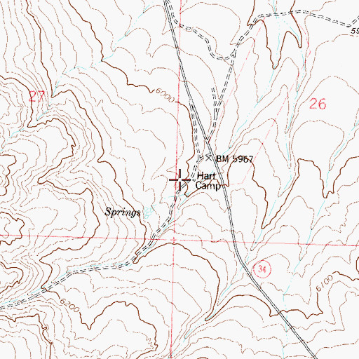 Topographic Map of Hart Camp, NV