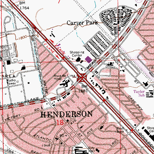 Topographic Map of Henderson, NV