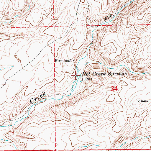 Topographic Map of Hot Creek Springs, NV