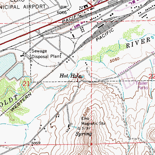 Topographic Map of Hot Hole, NV