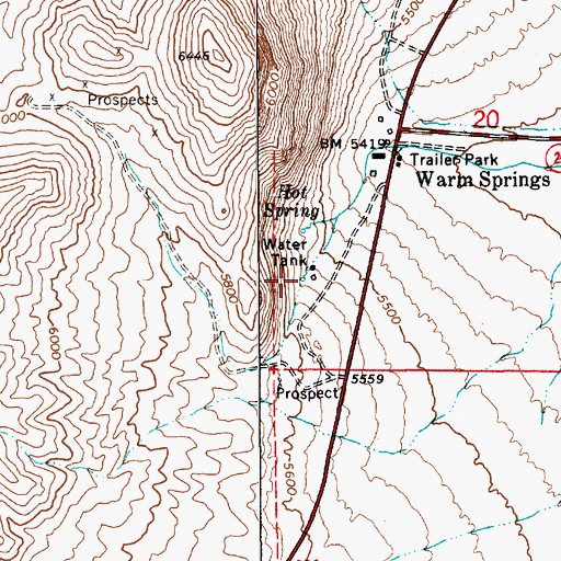 Topographic Map of Hot Spring, NV