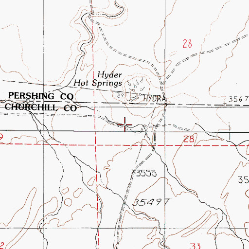 Topographic Map of Hyder Hot Springs, NV