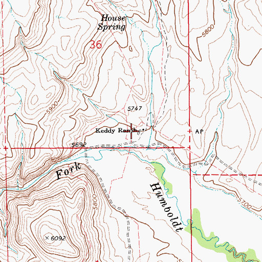 Topographic Map of Keddy Ranch, NV