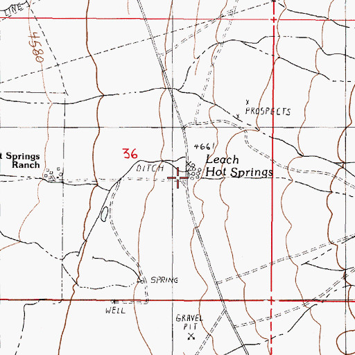 Topographic Map of Leach Hot Springs, NV