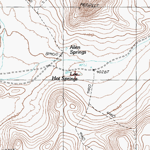 Topographic Map of Lee Hot Springs, NV