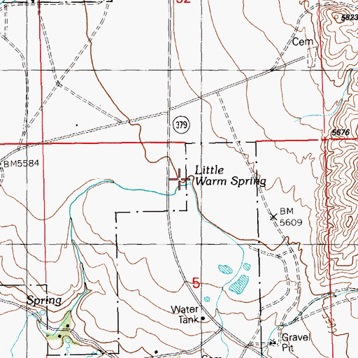 Topographic Map of Little Warm Spring, NV