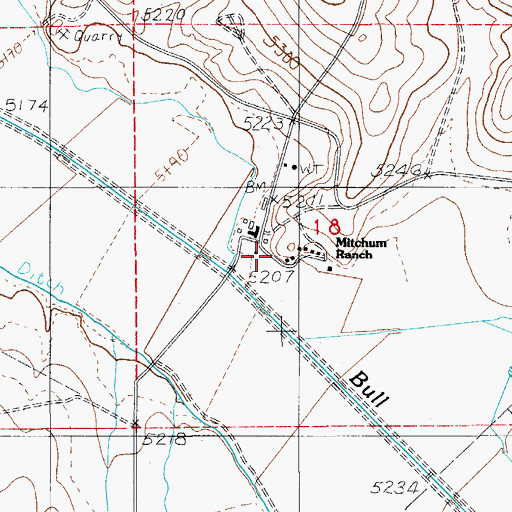 Topographic Map of Mitchum Ranch, NV
