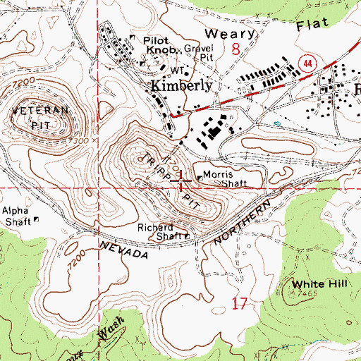 Topographic Map of Morris Shaft, NV