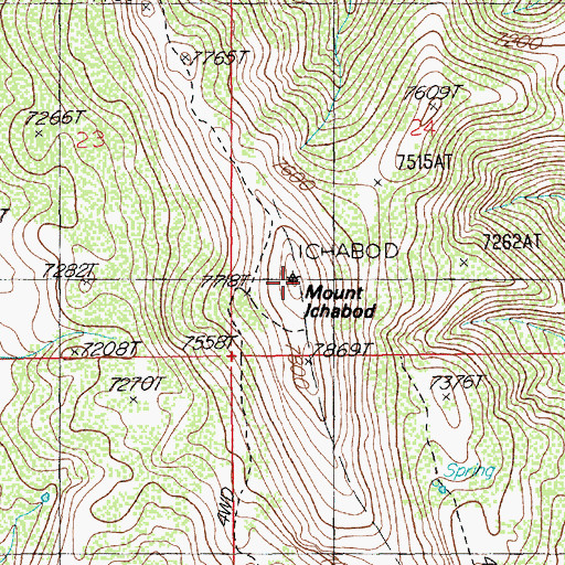 Topographic Map of Mount Ichabod, NV