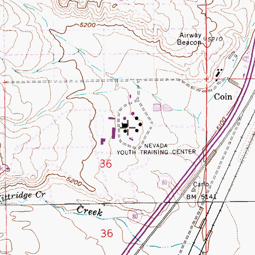 Topographic Map of Nevada Youth Training Center, NV