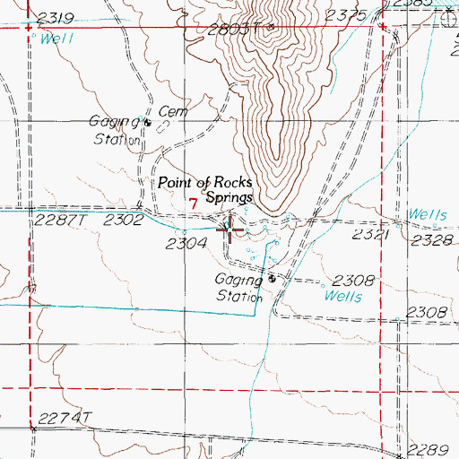 Topographic Map of Point of Rocks Springs, NV