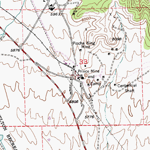 Topographic Map of Prince Mine, NV