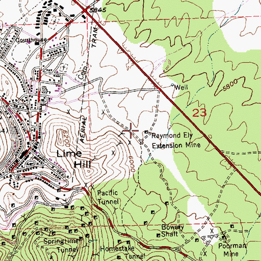Topographic Map of Raymond Ely Extension Mine, NV