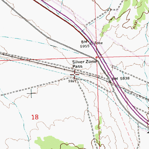 Topographic Map of Silver Zone Pass, NV