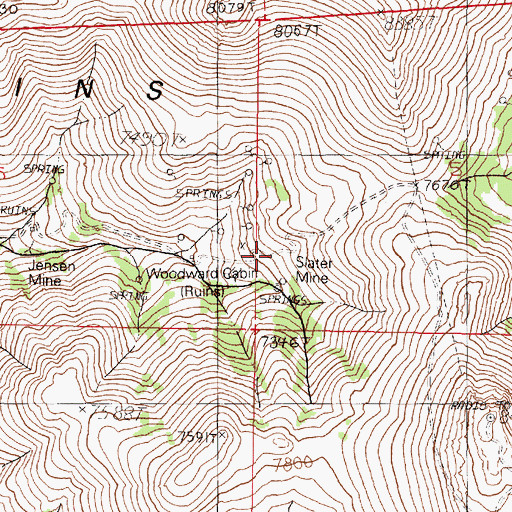 Topographic Map of Slater Mine, NV
