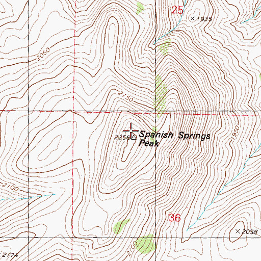Topographic Map of Spanish Springs Peak, NV