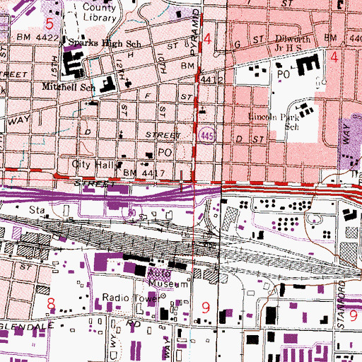 Topographic Map of Sparks, NV