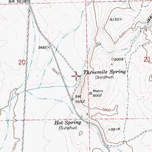 Topographic Map of Threemile Spring, NV