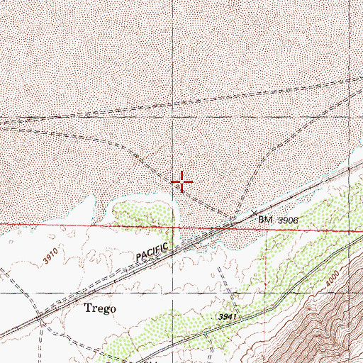 Topographic Map of Trego, NV