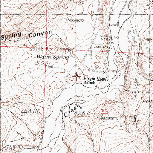Topographic Map of Virgin Valley Ranch, NV