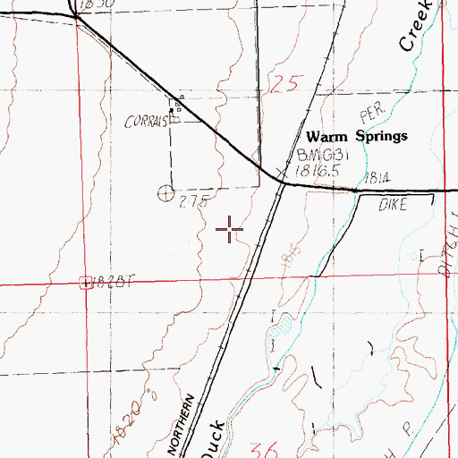 Topographic Map of Warm Springs, NV