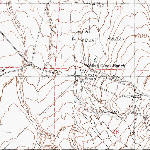 Topographic Map of Wilder Creek Ranch, NV