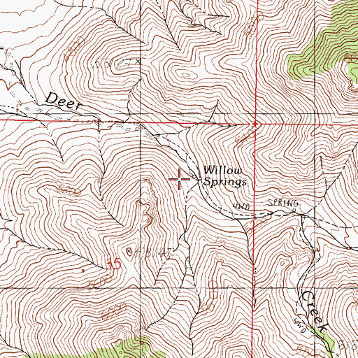 Topographic Map of Willow Springs, NV