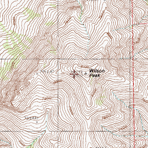Topographic Map of Wilson Peak, NV