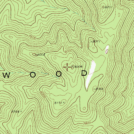 Topographic Map of Wood Hills, NV