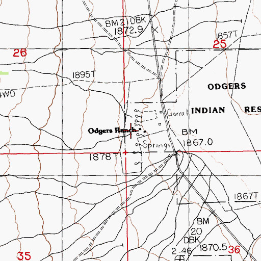 Topographic Map of Odgers Ranch, NV