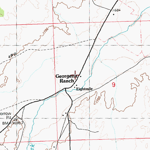 Topographic Map of Georgetta Ranch, NV