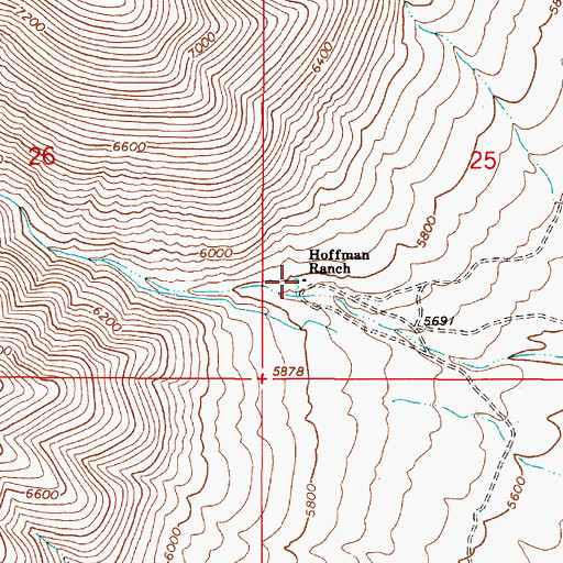 Topographic Map of Hoffman Ranch, NV