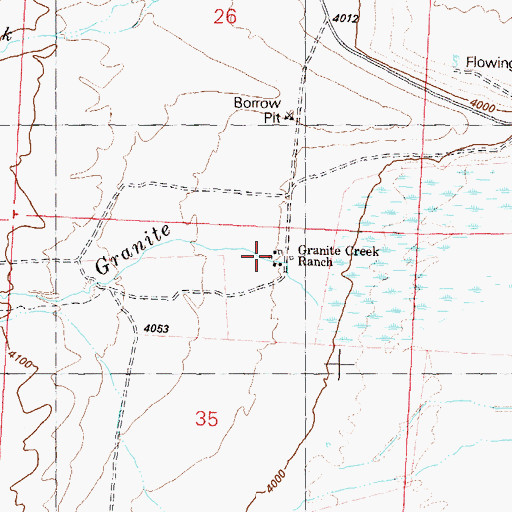 Topographic Map of Granite Creek Ranch, NV