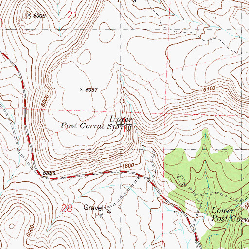 Topographic Map of Upper Post Corral Spring, NV