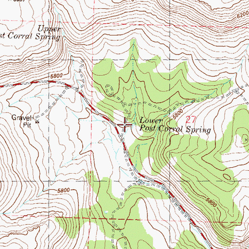 Topographic Map of Lower Post Corral Spring, NV